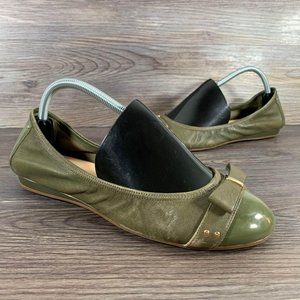 Cole Haan Green Leather Flats with Bow